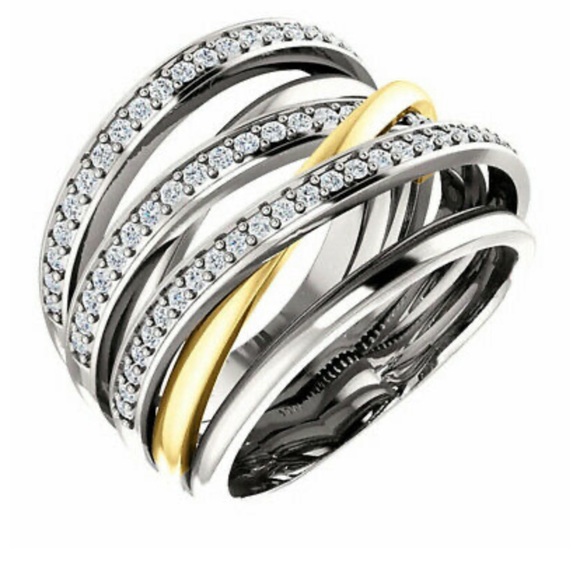 NEW 925 Sterling Silver two tone Ring - Picture 1 of 4